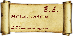 Bálint Loréna névjegykártya